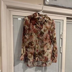 Bailey 44 Floral Sheer Blouse - brown cream